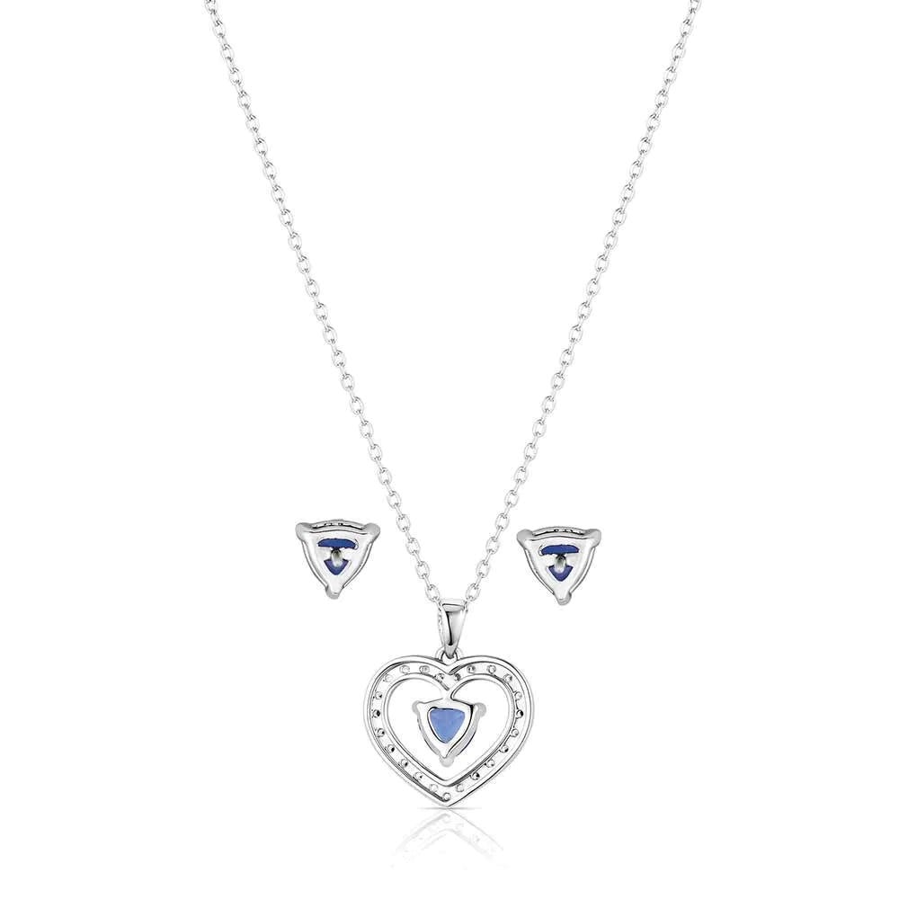 Montana Silversmiths JS6188 Jewelry Set, Zirconia Crystal, Blue/Clear, Brass/Stainless Steel