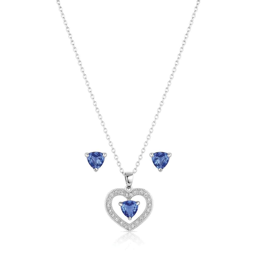 Montana Silversmiths JS6188 Jewelry Set, Zirconia Crystal, Blue/Clear, Brass/Stainless Steel