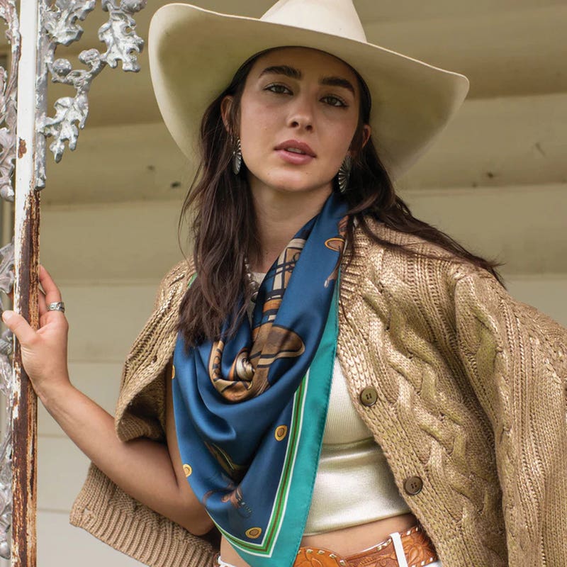 Fringe Scarves Take a Seat Silk Scarf, Navy, S