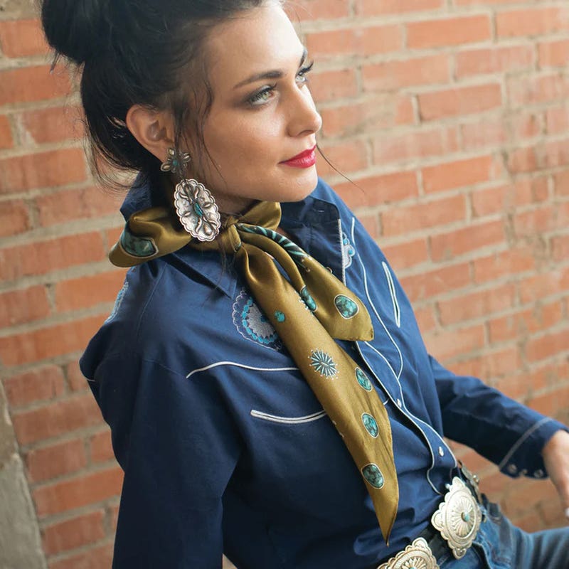Fringe Scarves Gallop Silk Scarf, Mustard, L