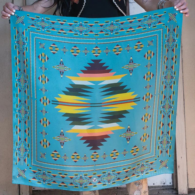 Fringe Scarves Mesa Silk Scarf, Turquoise, L