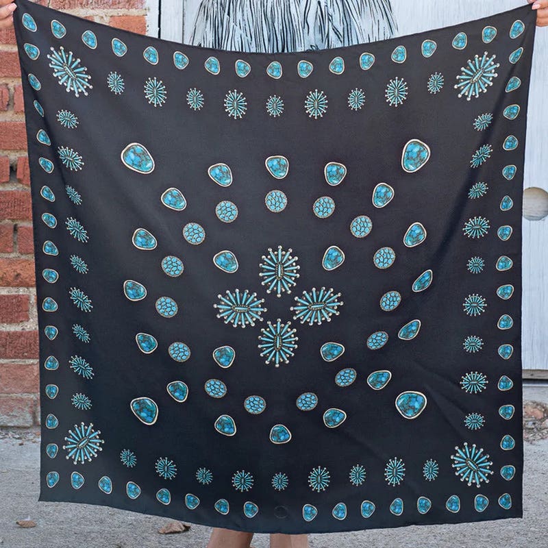Fringe Scarves Gallop Silk Scarf, Black, L