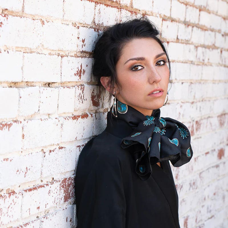 Fringe Scarves Gallop Silk Scarf, Black, L