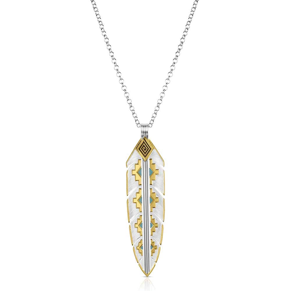 Montana Silversmiths NC6154 Necklace, Painted Sky Feather, Brass
