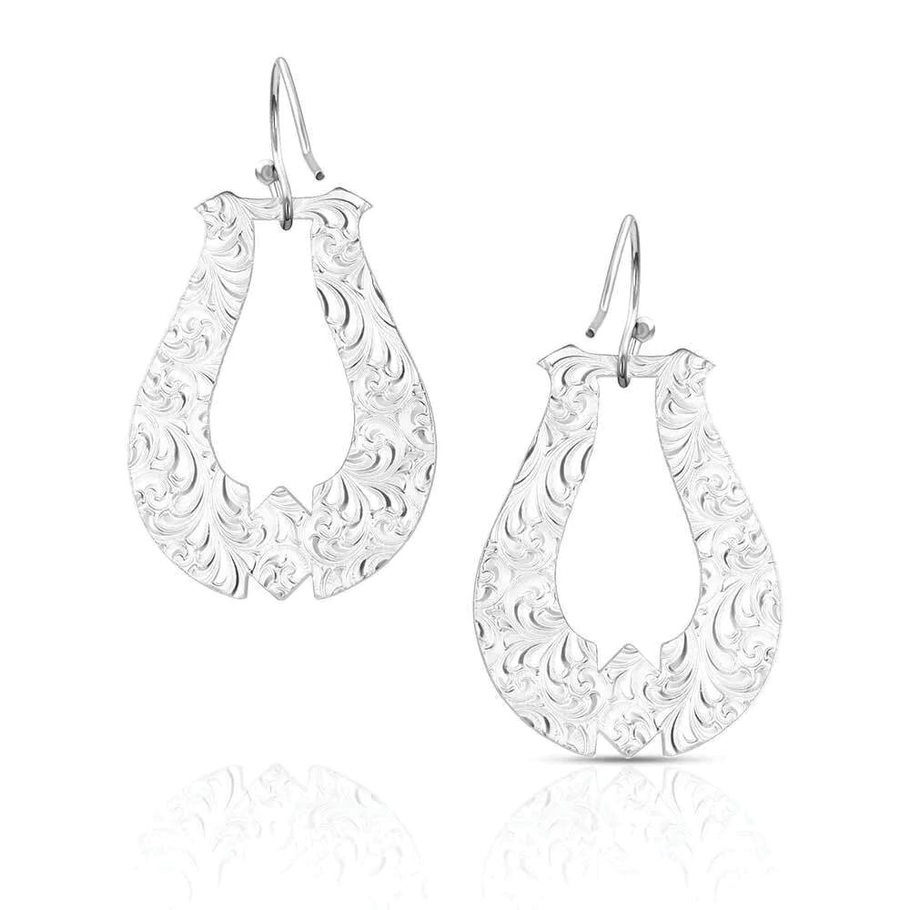 Montana Silversmiths ER6166 Earrings, Engraved, Turquoise, Brass/Stainless Steel