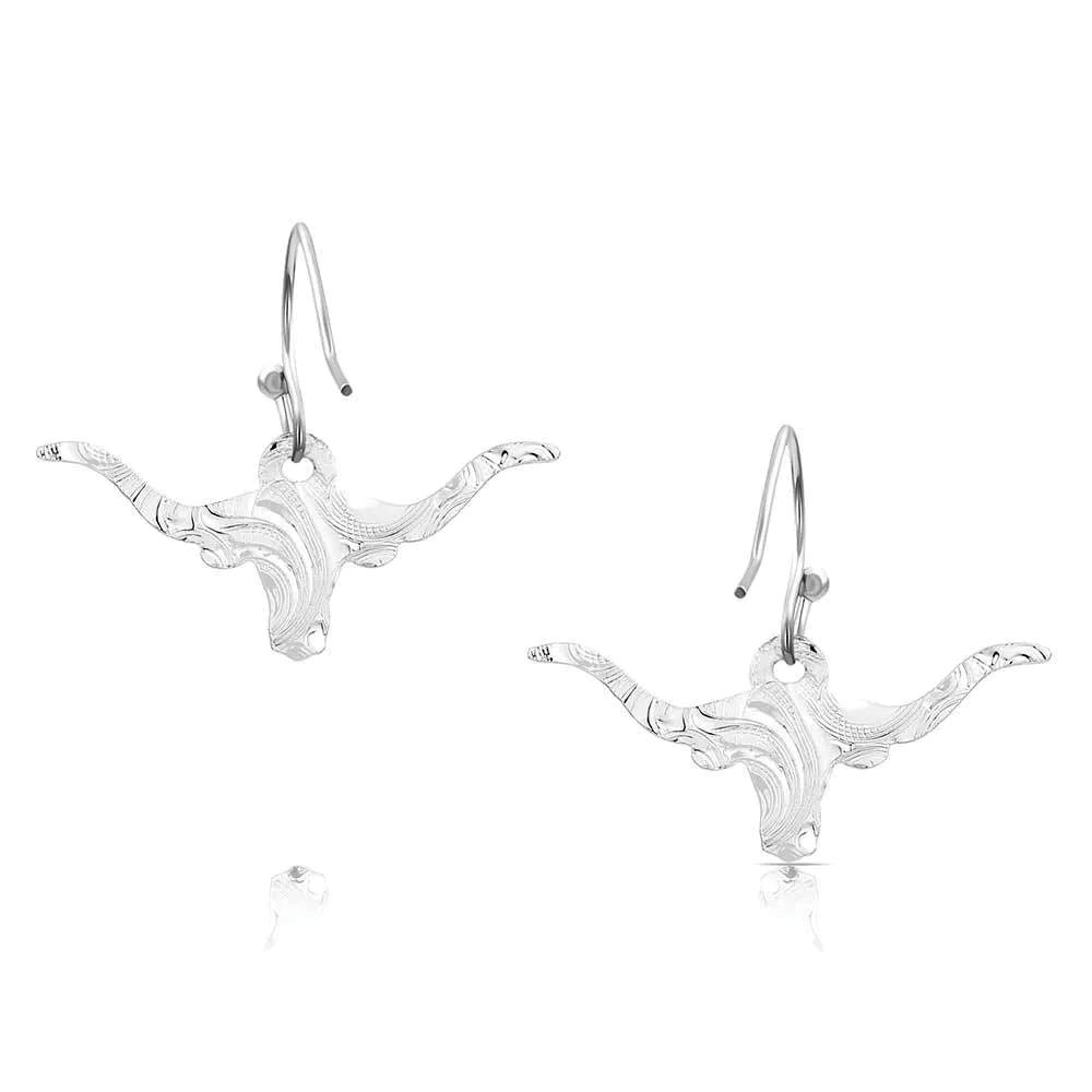 Montana Silversmiths ER6139 Earrings, Longhorn, Brass/Stainless Steel