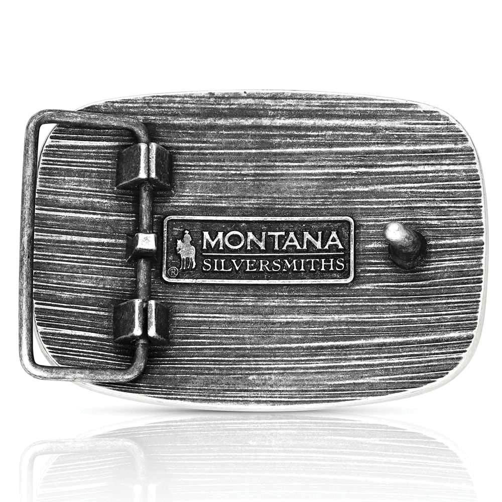 Montana Silversmiths Western Patriotic Longhorn American Flag Belt Buckle