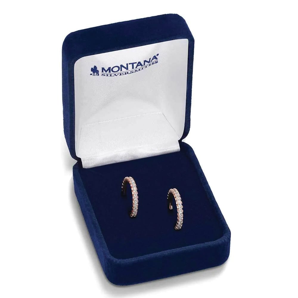 Montana Silversmiths ER6212 Earrings, Hoop, Zirconia Crystal, Brass/Stainless Steel