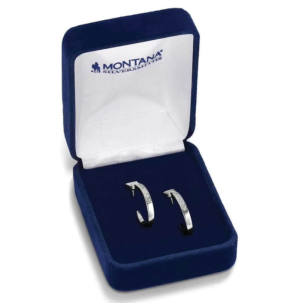 Montana Silversmiths ER6325 Earrings, Hoop, Zirconia Crystal, Brass/Stainless Steel
