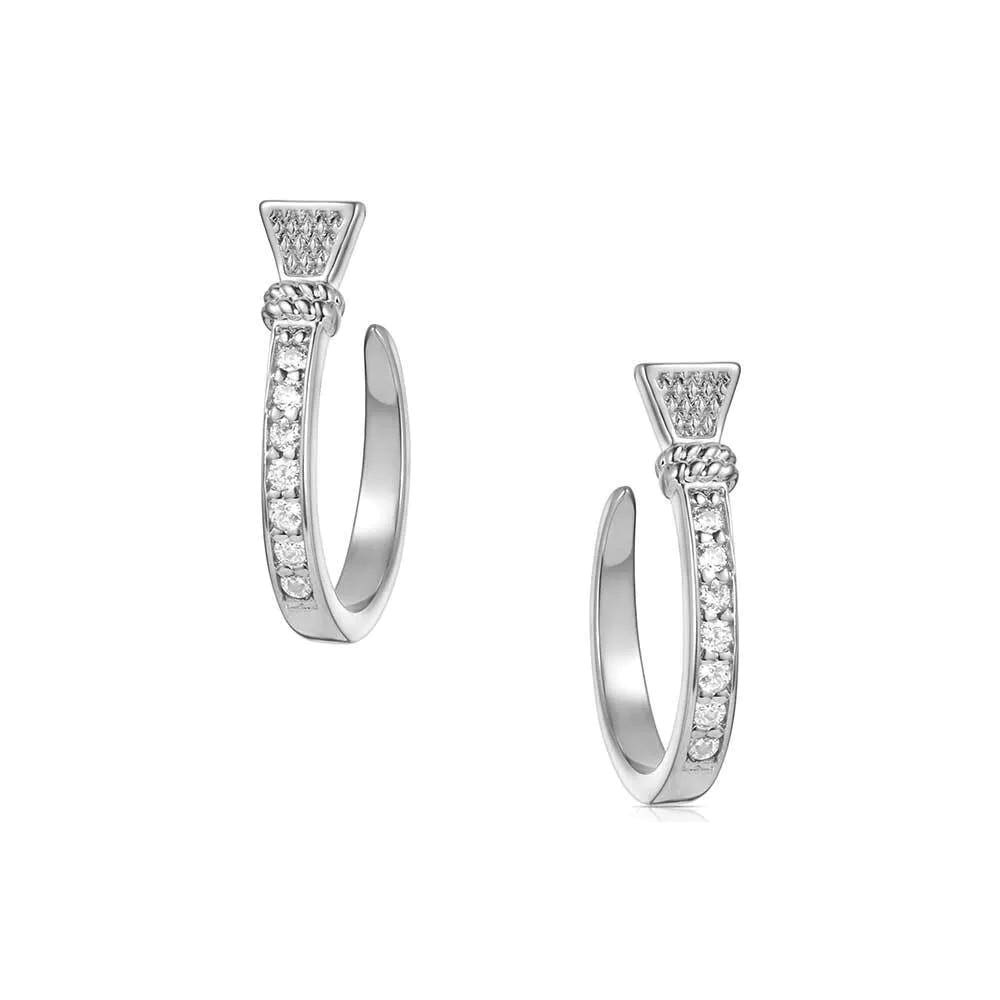 Montana Silversmiths ER6325 Earrings, Hoop, Zirconia Crystal, Brass/Stainless Steel