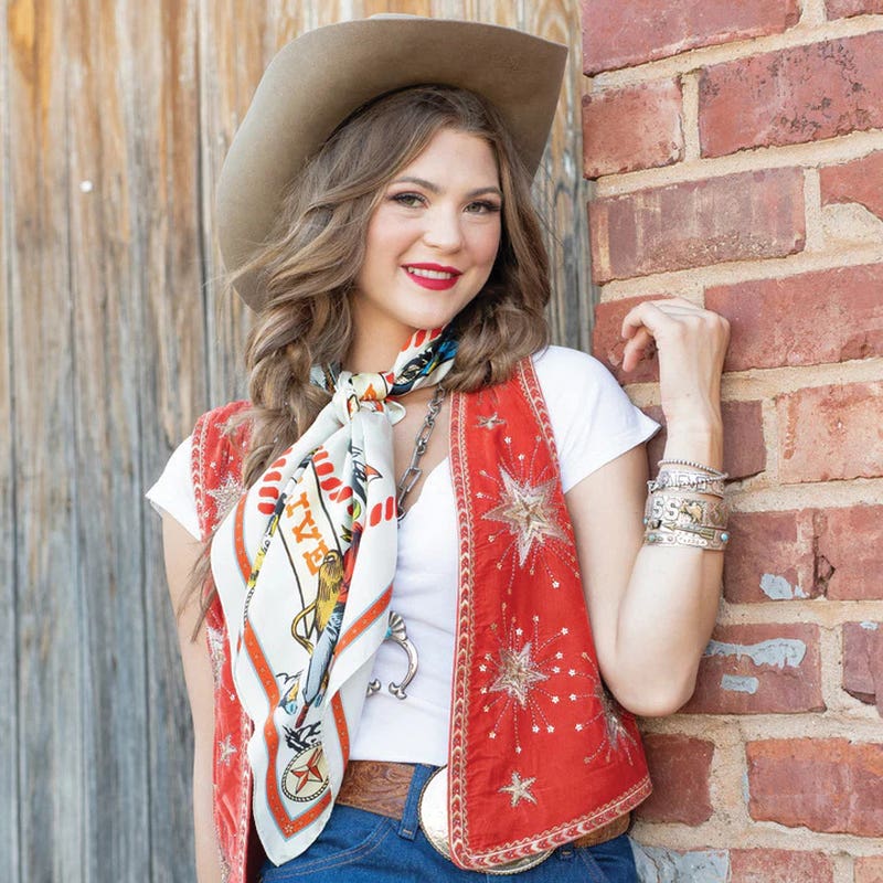 Fringe Scarves Star of the West Silk Scarf, Bone, S