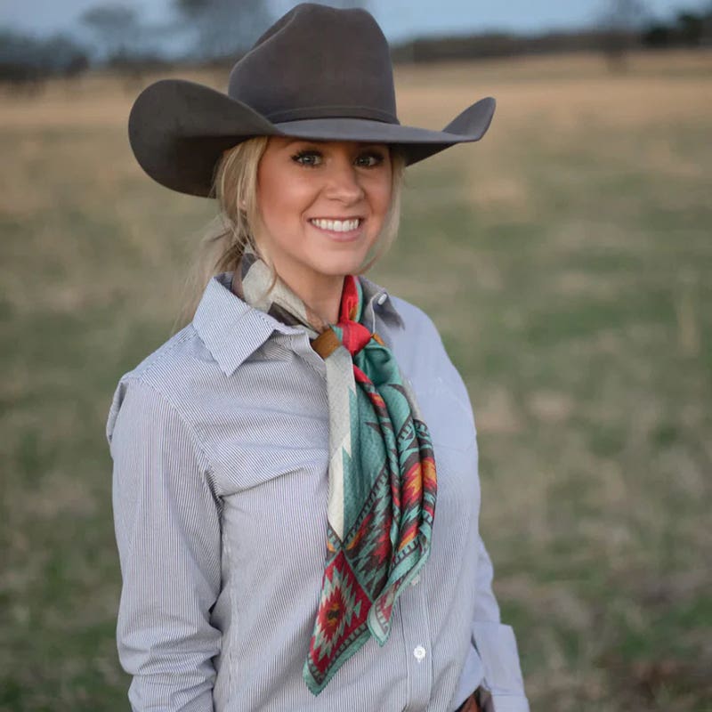 Fringe Scarves Nashville Silk Scarf, Chambray, L