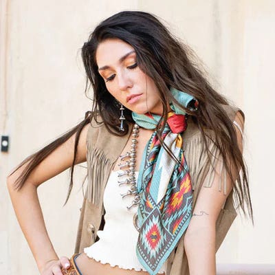 Fringe Scarves Nashville Silk Scarf, Chambray, L
