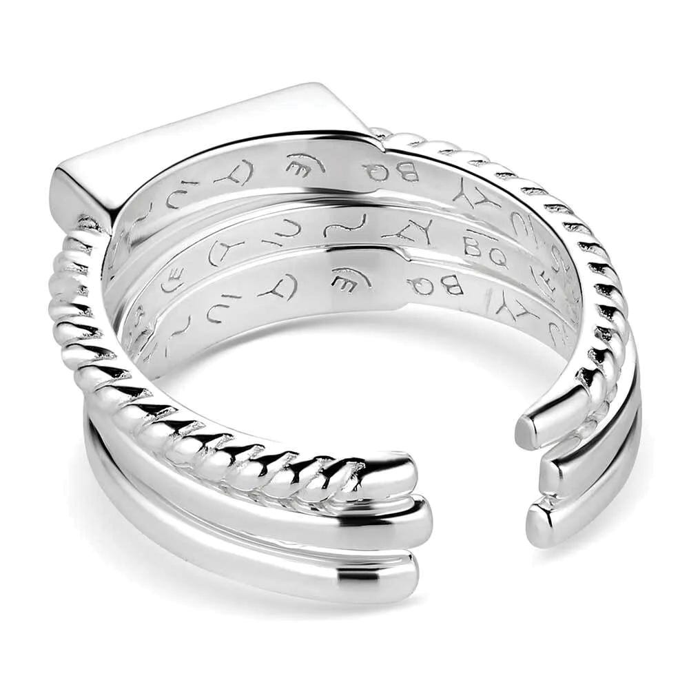 Montana Silversmiths RG6218 Ring Set, Rope, Turquoise, Zirconia Crystal, Sterling Silver