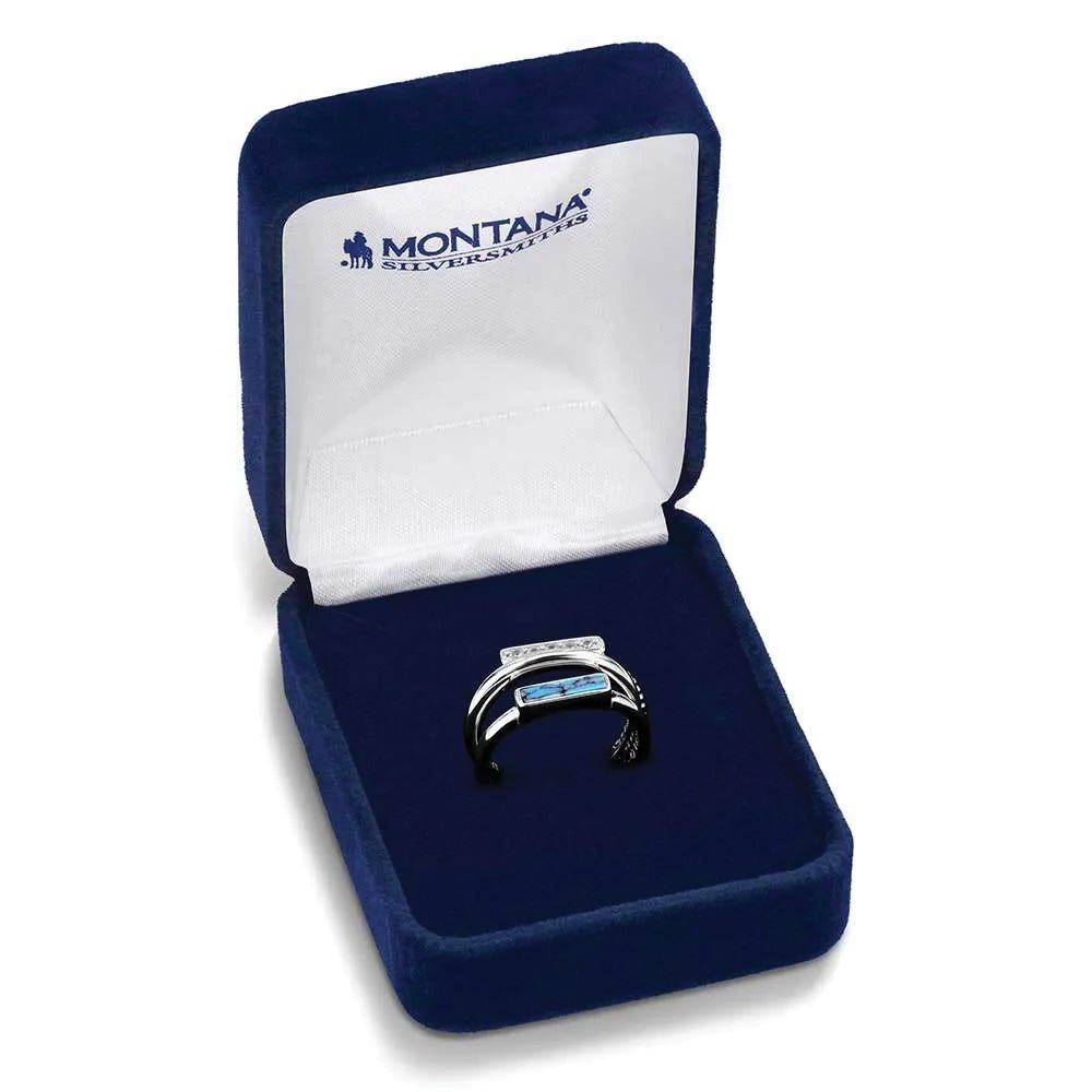 Montana Silversmiths RG6218 Ring Set, Rope, Turquoise, Zirconia Crystal, Sterling Silver
