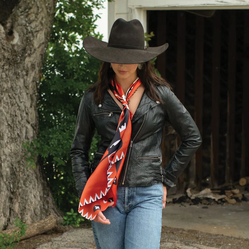 Fringe Scarves Girl with The Wide Brimmed Hat Silk Scarf, L