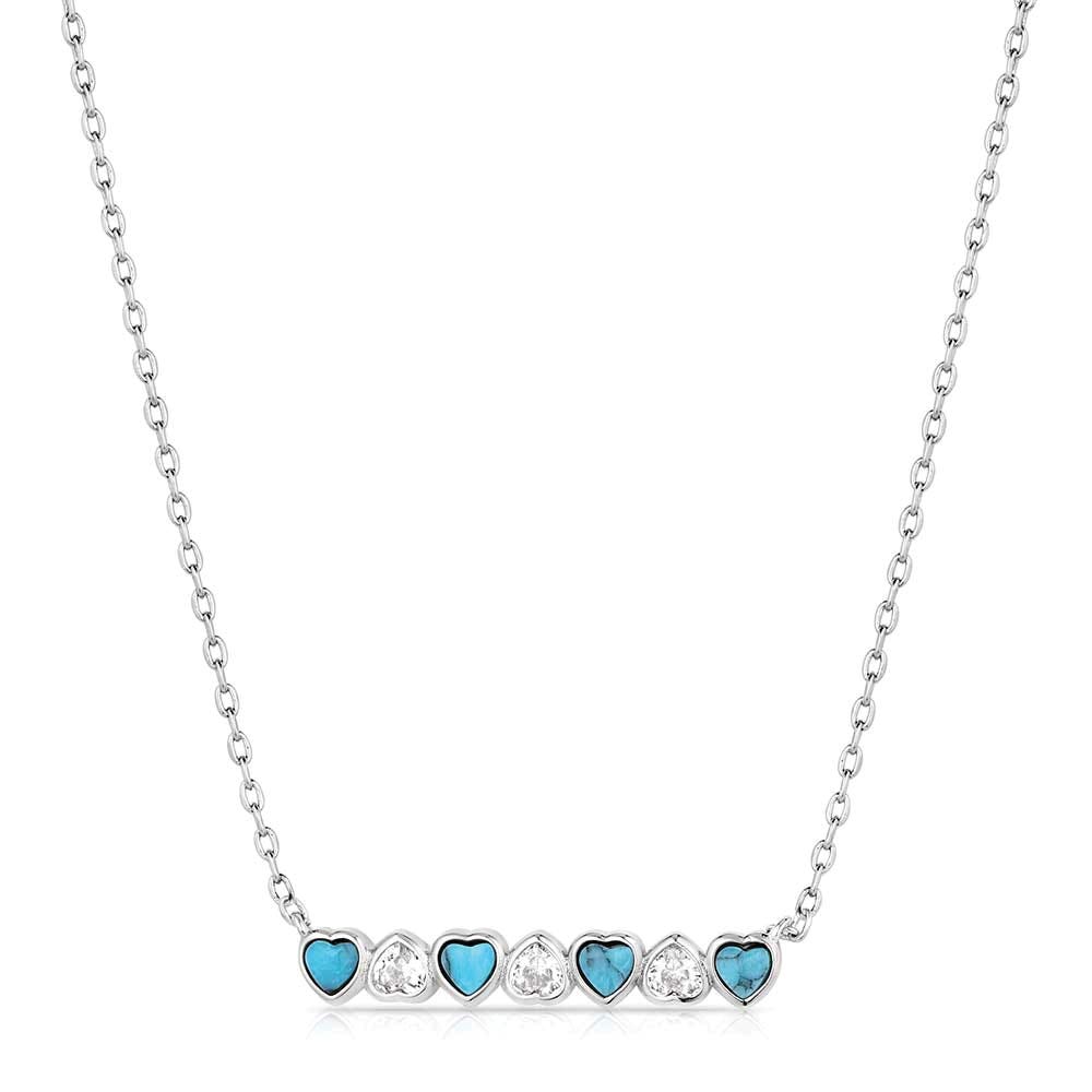 Montana Silversmiths NC6227 Necklace, Women's, Alternating Hearts, Cubic Zirconia Crystal, Turquoise, Brass