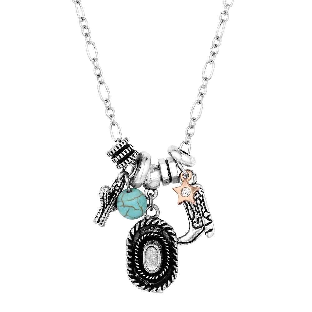 Montana Silversmiths ANC6256 Necklace, Bead, Zirconia Crystal, Turquoise, Zinc Alloy