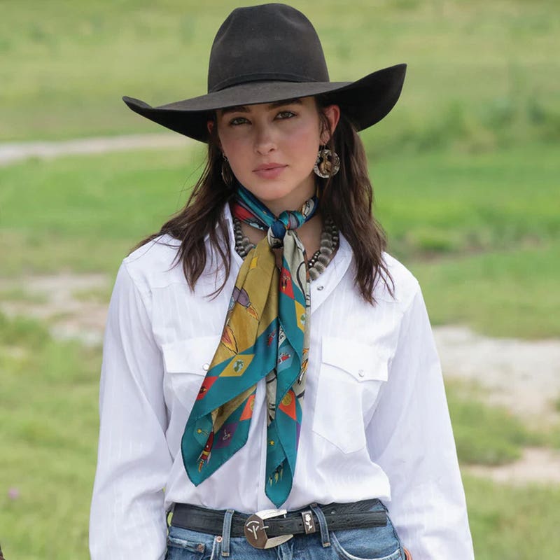 Fringe Scarves Space Cowgirl Silk Scarf, L