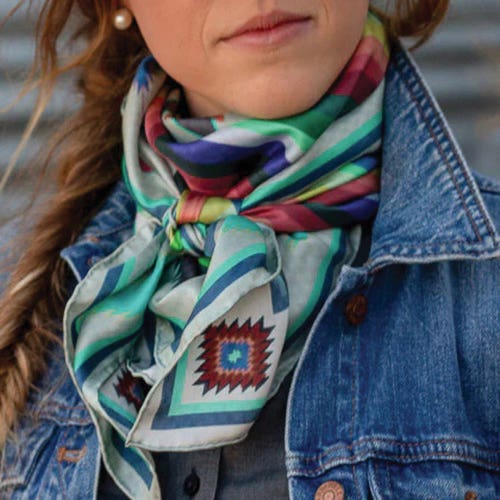Fringe Scarves Pawnee Silk Scarf, Bone, L