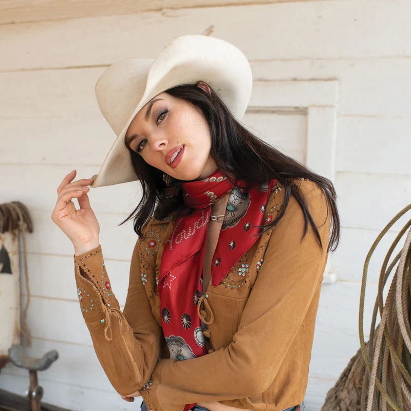 Fringe Scarves Howdy Silk Scarf, Red, L