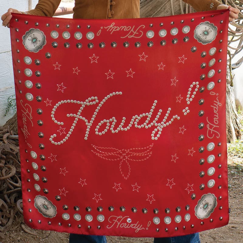 Fringe Scarves Howdy Silk Scarf, Red, L