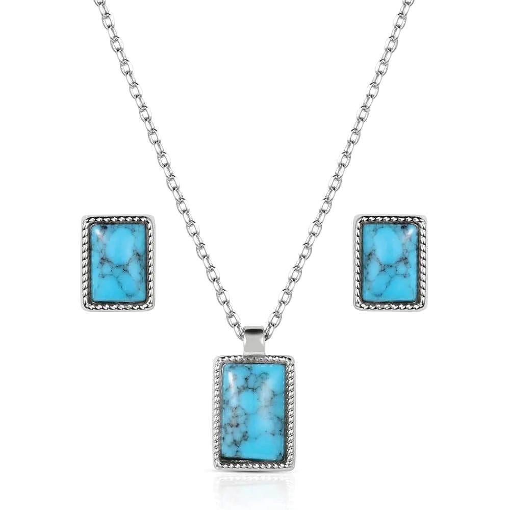 Montana Silversmiths JS6312 Jewelry Set, Turquoise, Brass/Stainless Steel
