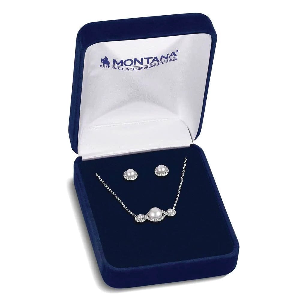 Montana Silversmiths JS6302 Jewelry Set, Pearl, Zirconia Crystal, Brass/Stainless Steel