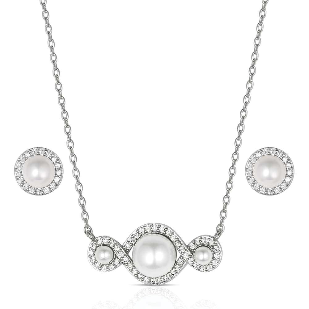 Montana Silversmiths JS6302 Jewelry Set, Pearl, Zirconia Crystal, Brass/Stainless Steel