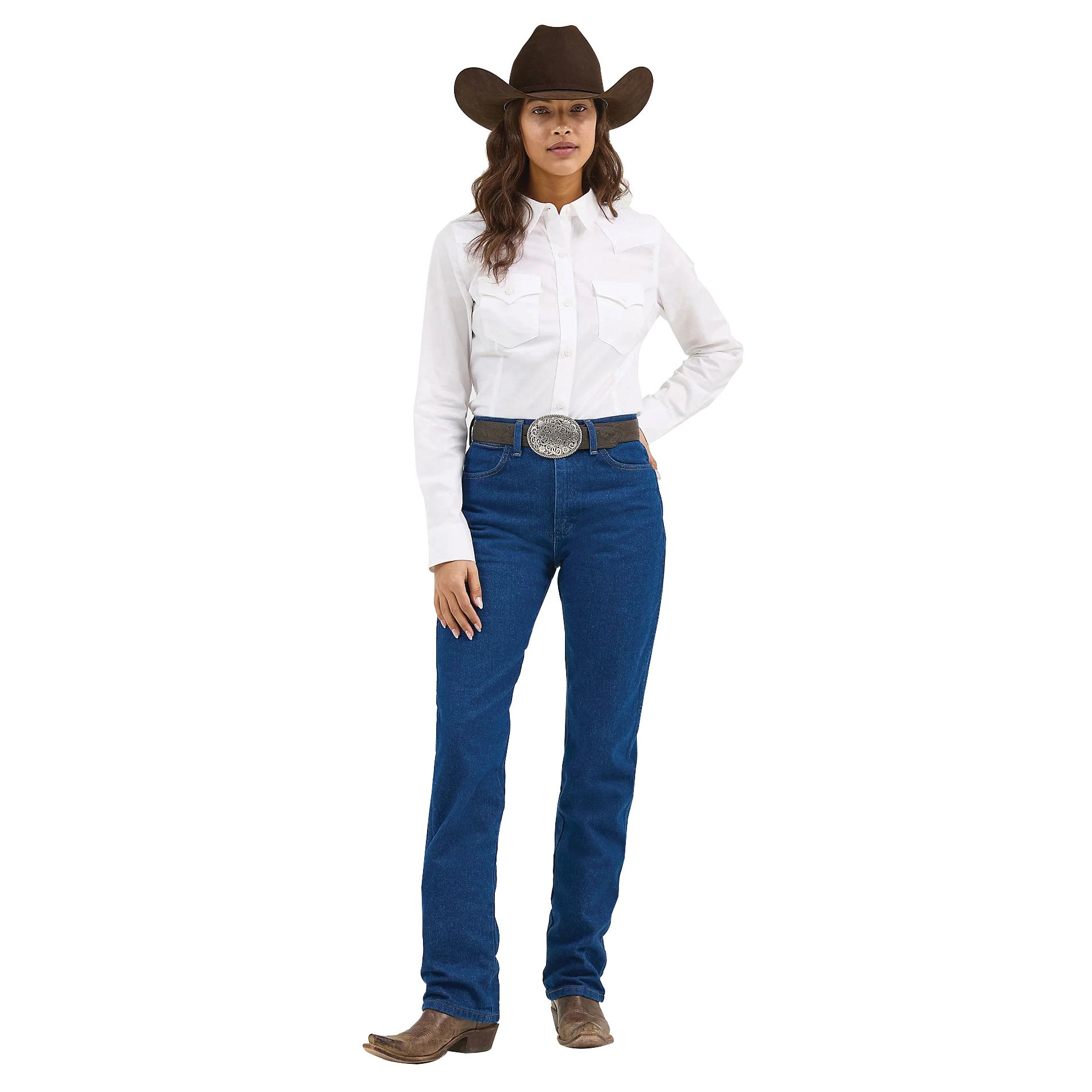 Wrangler Women's Retro Series Western Shirt, L, Cotton/Spandex, White, Solid, W Stitching, Button Down, Spread