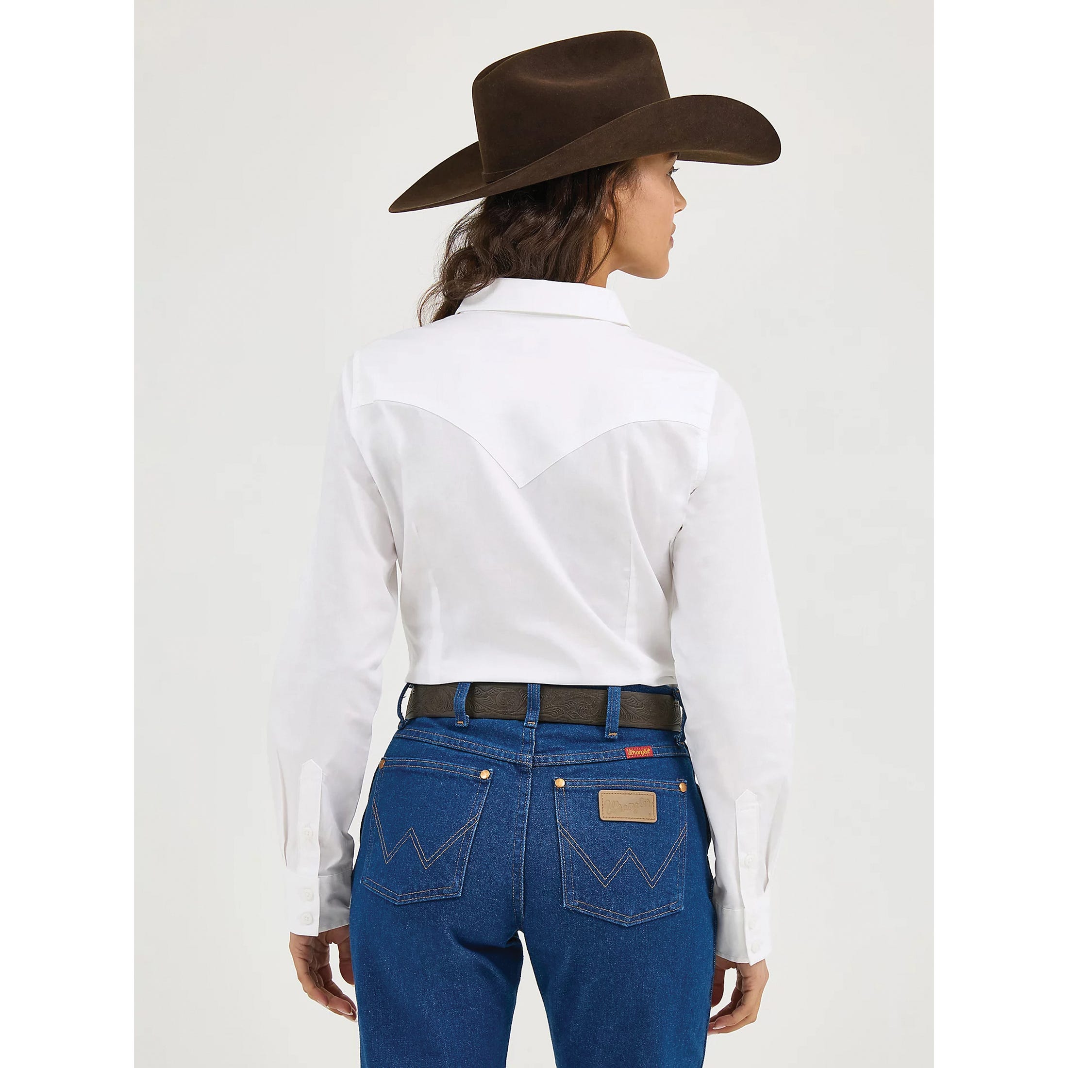 Wrangler Women's Retro Series Western Shirt, L, Cotton/Spandex, White, Solid, W Stitching, Button Down, Spread