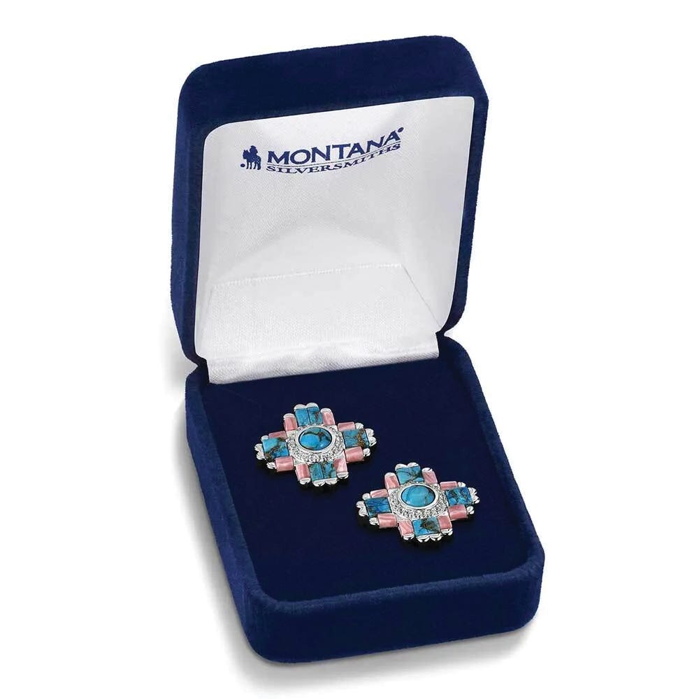 Montana Silversmiths ER6323 Earrings, Women's, Stone, Turquoise, Zirconia Crystal, Pink, Brass/Stainless Steel