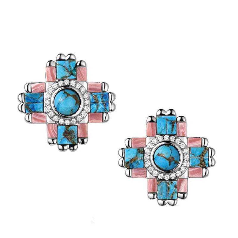 Montana Silversmiths ER6323 Earrings, Women's, Stone, Turquoise, Zirconia Crystal, Pink, Brass/Stainless Steel
