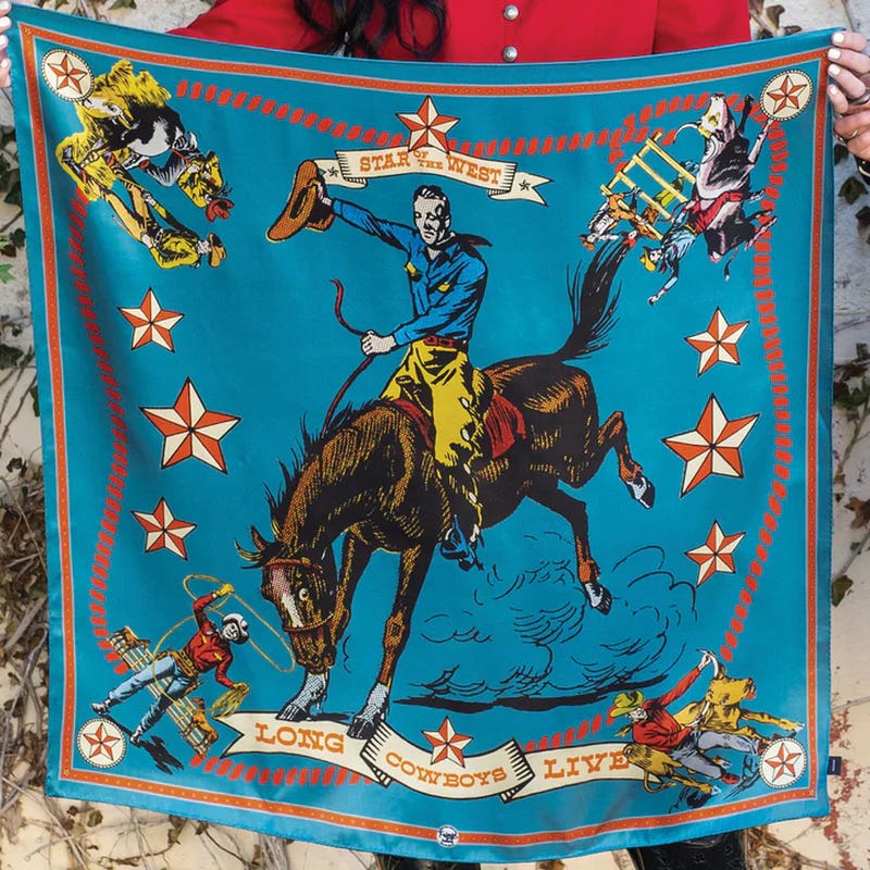 Fringe Scarves Star of the West Silk Scarf, Turquoise, S
