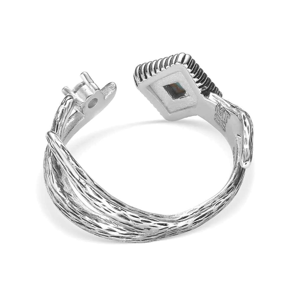 Montana Silversmiths KTRG6330 Ring, Antler, Turquoise, Zirconia Crystal, Sterling Silver