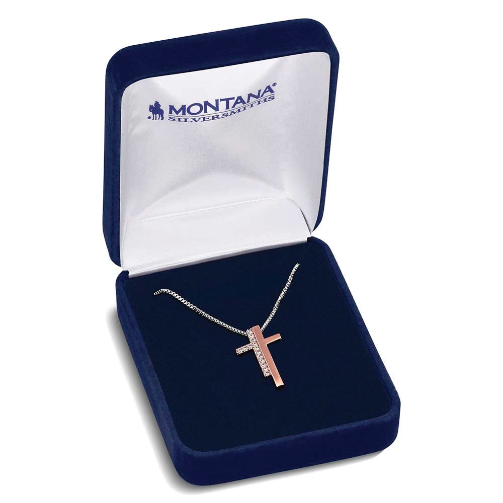 Montana Silversmiths NC6229 Necklace, Women's, Faithful Sunrise Cross, Cubic Zirconia Crystal, Brass