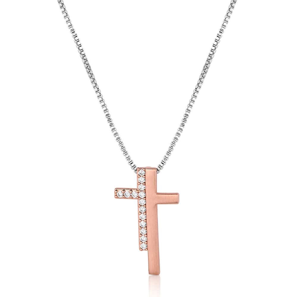 Montana Silversmiths NC6229 Necklace, Women's, Faithful Sunrise Cross, Cubic Zirconia Crystal, Brass