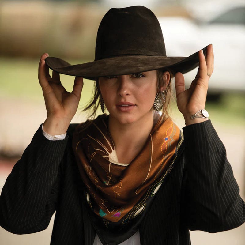 Fringe Scarves Western Yoke Silk Scarf, S