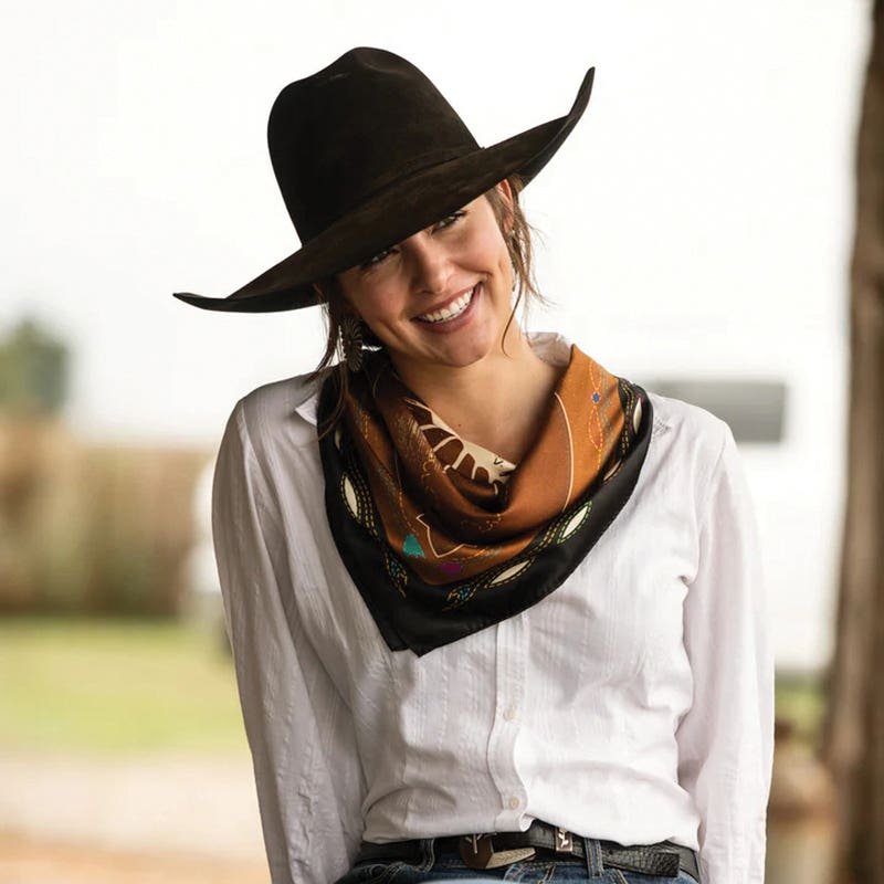 Fringe Scarves Western Yoke Silk Scarf, S