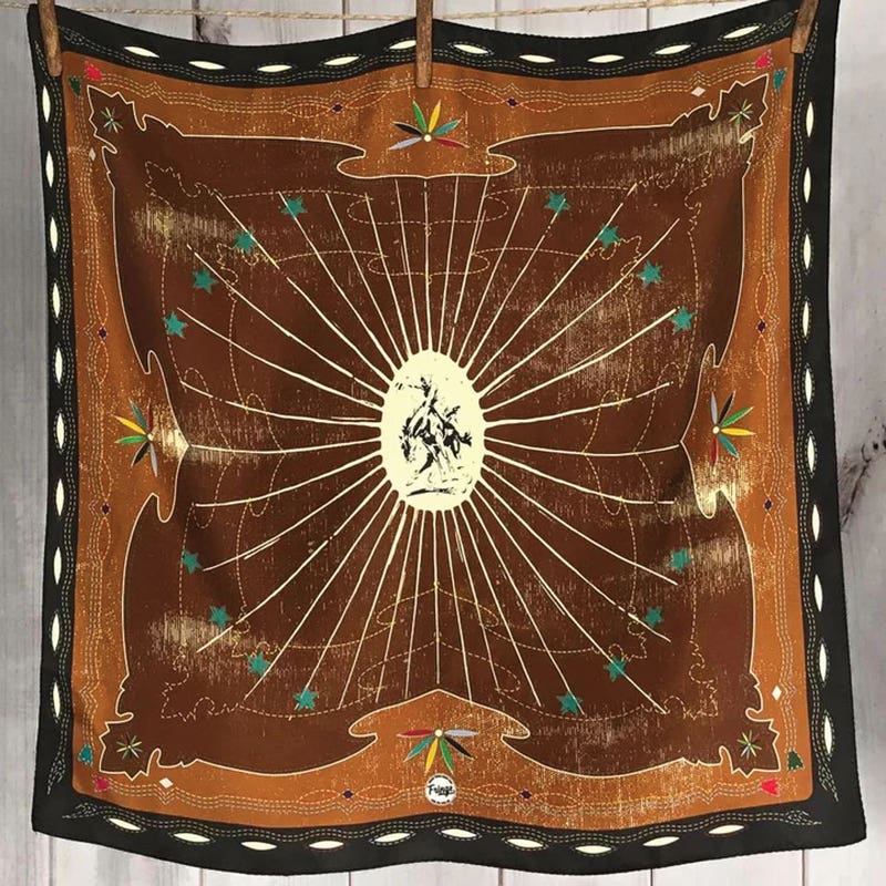 Fringe Scarves Western Yoke Silk Scarf, S