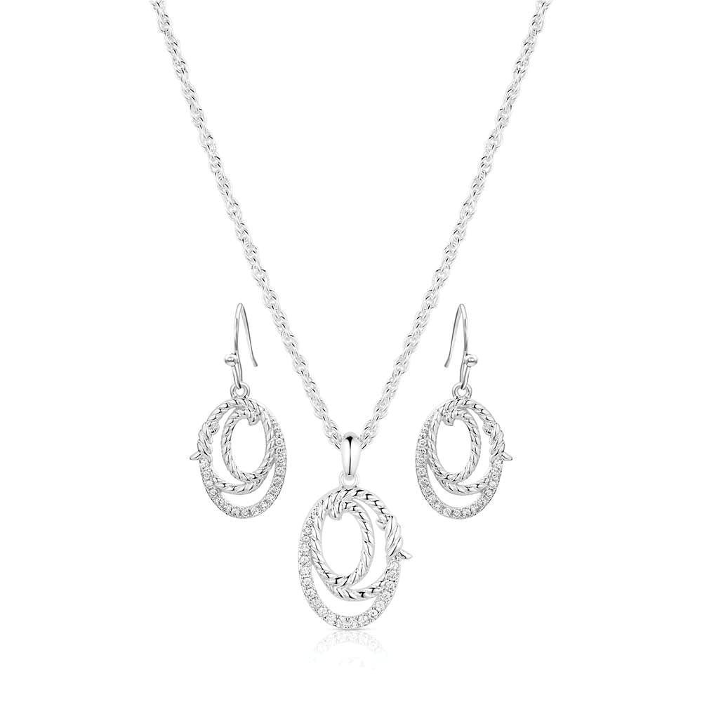 Montana Silversmiths JS6222 Jewelry Set, Rope, Zirconia Crystal, Brass/Stainless Steel