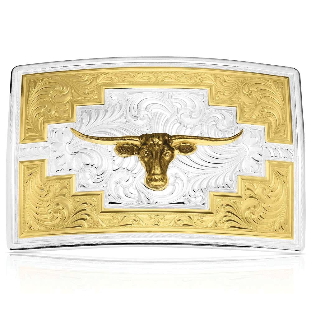 Montana Silversmiths Santa Fe Sunrise Longhorn Square Belt Buckle