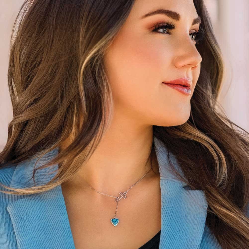 Montana Silversmiths NC6225 Necklace, Women's, Anchored in Love and Faith, Cubic Zirconia Crystal, Turquoise, Brass