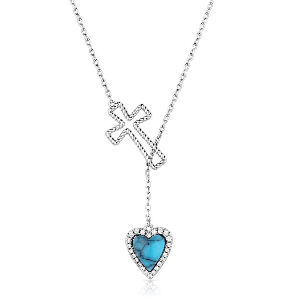 Montana Silversmiths NC6225 Necklace, Women's, Anchored in Love and Faith, Cubic Zirconia Crystal, Turquoise, Brass