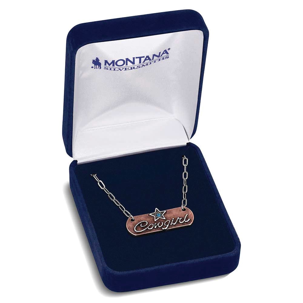 Montana Silversmiths NC6204 Necklace, Women's, Rustic Cowgirl Bar, Turquoise, Zinc Alloy