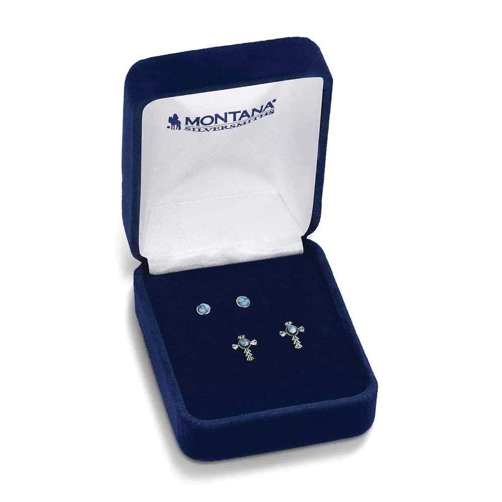 Montana Silversmiths ER6319 Earring Set, Turquoise, Brass/Stainless Steel