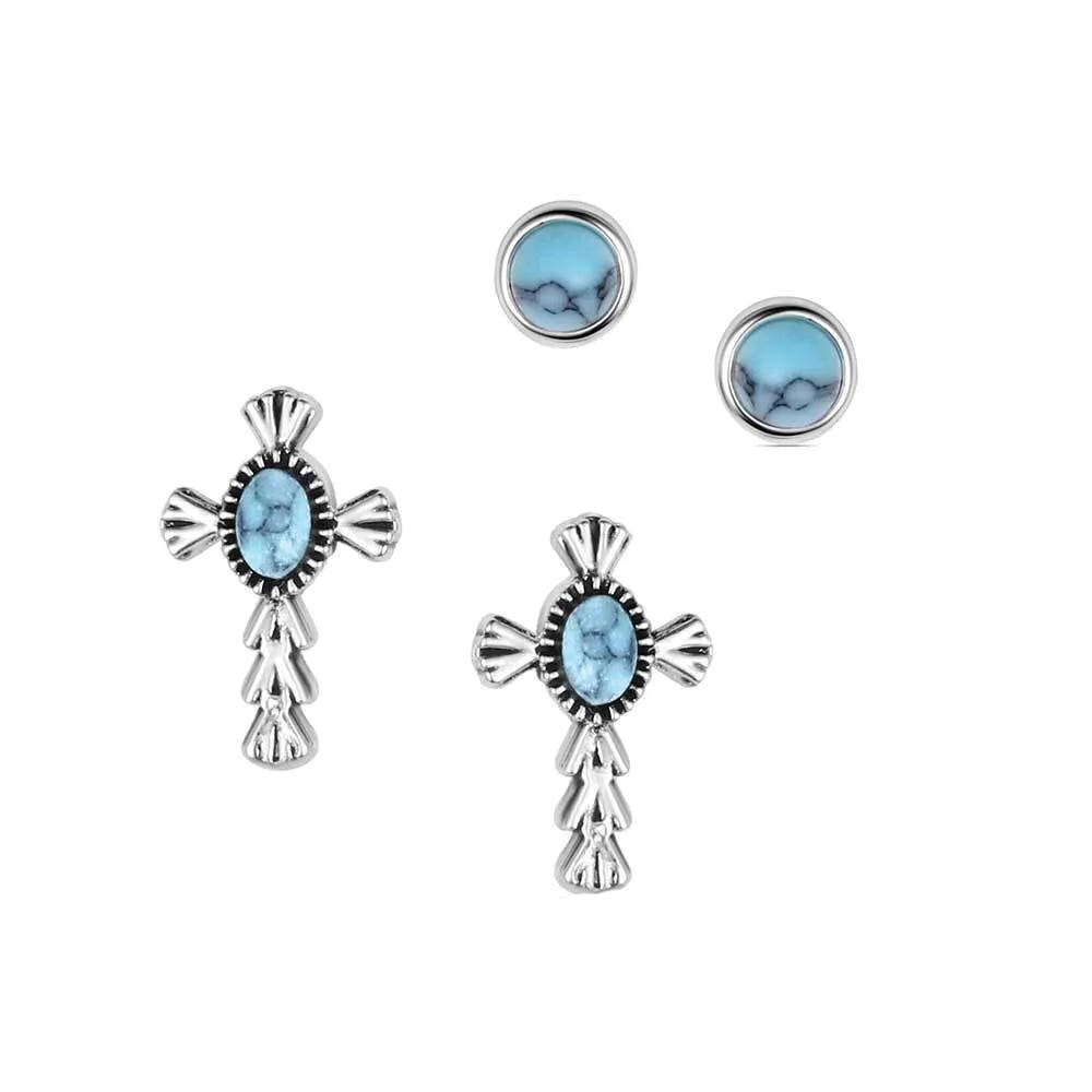Montana Silversmiths ER6319 Earring Set, Turquoise, Brass/Stainless Steel