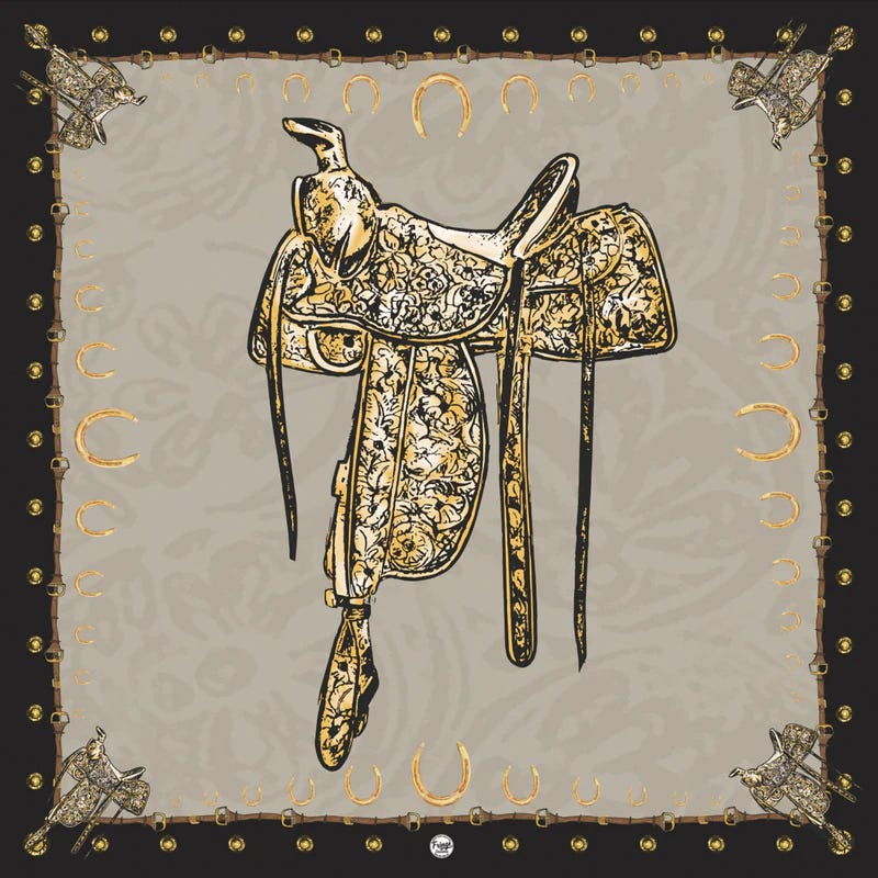 Fringe Scarves Saddle Up Silk Scarf, Taupe, L