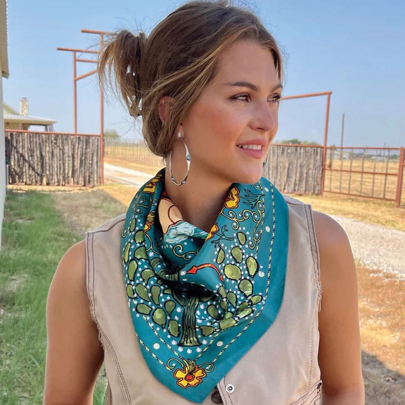 Fringe Scarves Porter Silk Scarf, Turquoise, L