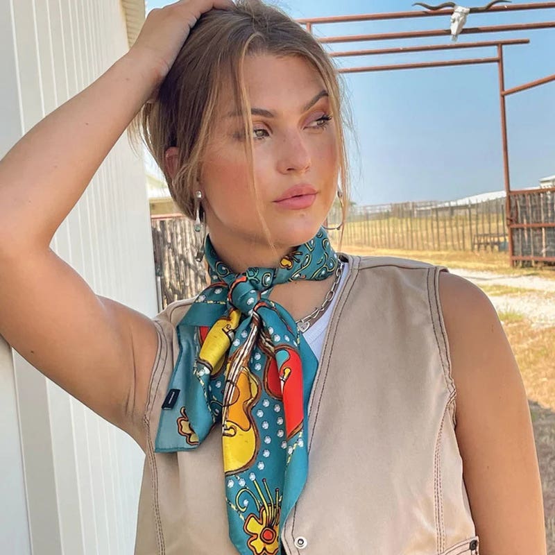 Fringe Scarves Porter Silk Scarf, Turquoise, S